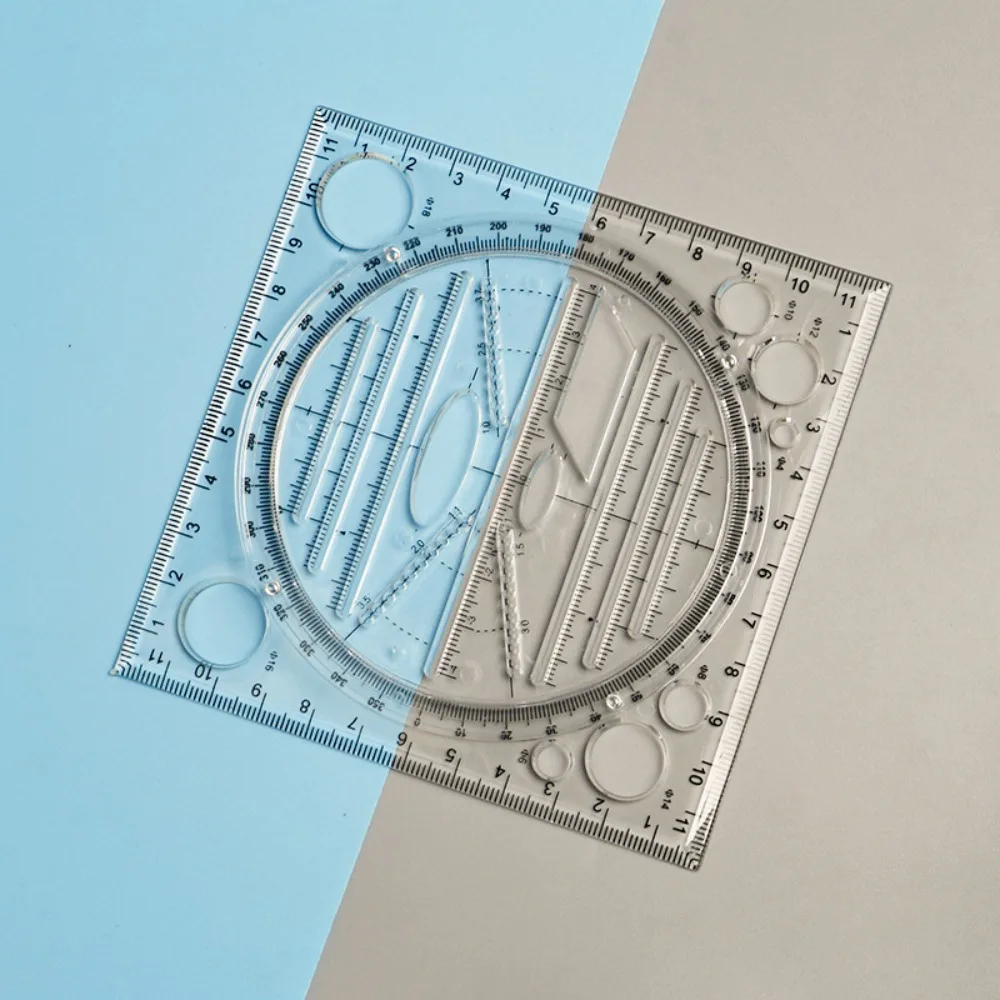

Многофункциональная прозрачная пластиковая линейка-транспортир для черчения и геометрии, вращающаяся, для образовательных целей