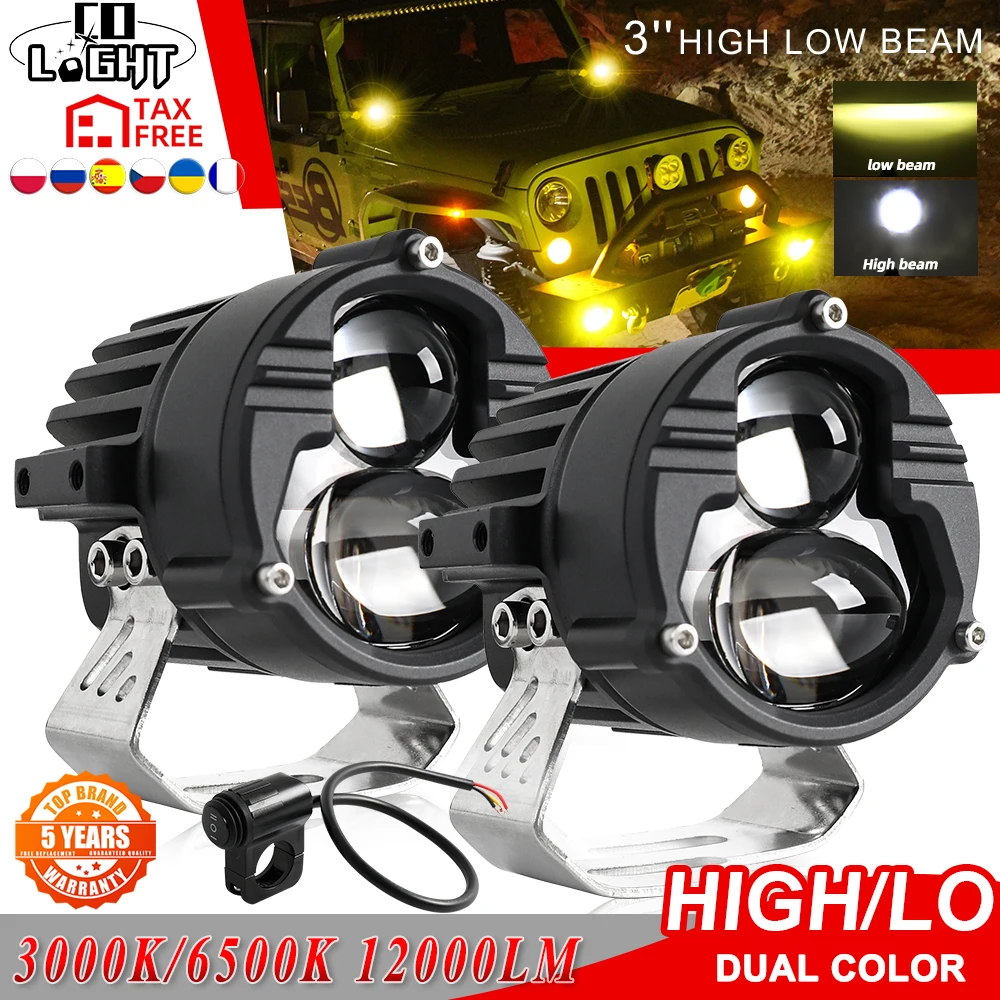 

CO LIGHT 3" Car Led Work Light Projector Lens Hi-lo Beam Motorcycle Bike Spotlight Auxiliary Lamp Led Fog Light for Trucks SUV