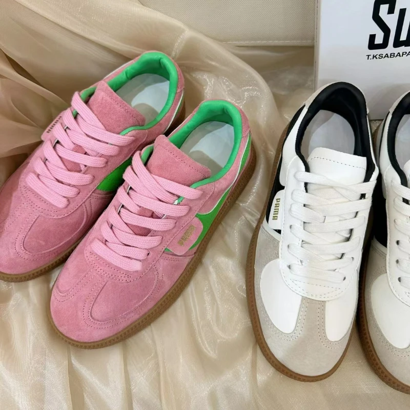 Retro Shoes for Women 2024 Spring Hot Style Genuine Leather White Shoes Soft Sole Versatile Sports Casual Sneakers Ins Trend