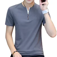 BROWON-Camiseta de algodón de manga corta para hombre, camisa informal de negocios, ajustada, de Color sólido, a la moda, de verano