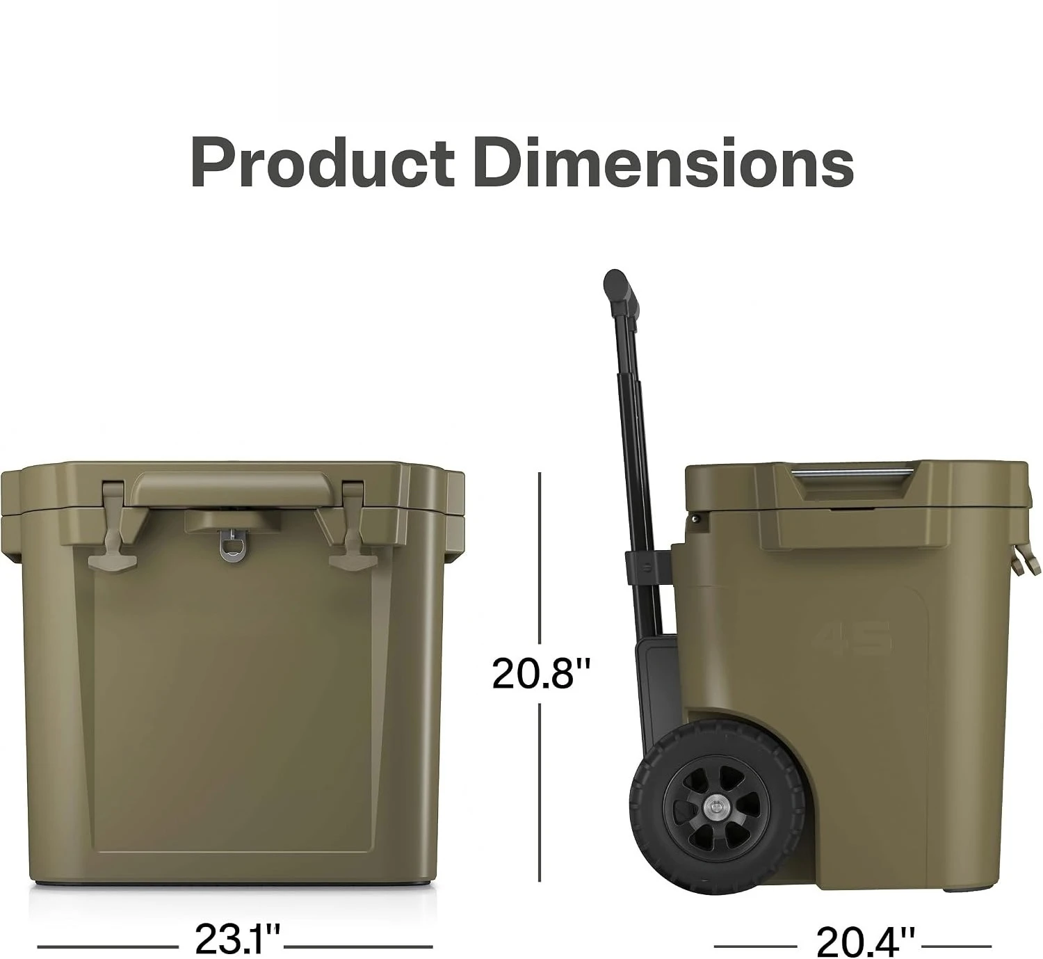 45 Quart Wheeled Ultra‑Tough Rotomolded Hard Ice Chest Cooler, Portable Insulated Beverage Cooler with Wheels for Camping, Fishing, Beach, Tailgating and Outdoor Adventures view 5