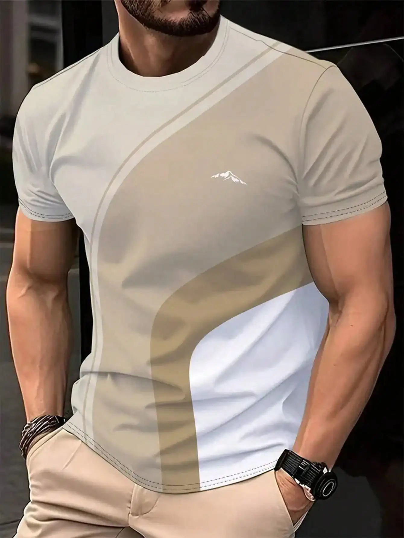 

Men's 3D Print Sport T-Shirt, Breathable Polyester, Crew Neck, Fitted for Fitness & Casual Wear