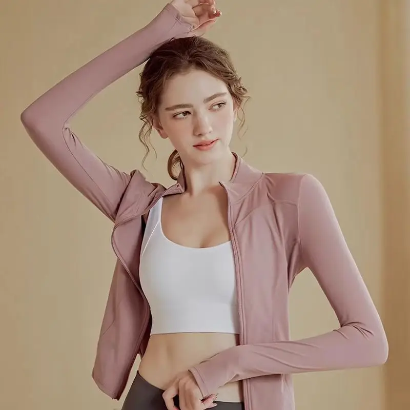 2025 Langarm-Sportjacke für Damen mit Reißverschluss, Fitness-Yoga-Shirt, Winter-Warmes Gym-Oberteil, Activewear-Laufjacke, Trainingskleidung, Radfahrbekleidung