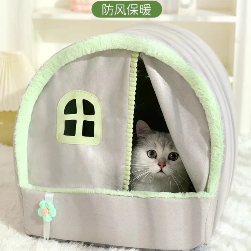 

Four-season Universal Pet Nest, Enclosed Kitten House, Winter Warm Sleeping Shelter, Cat Bed, Cat Tent