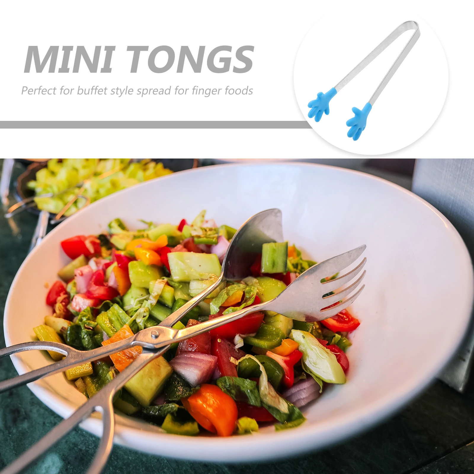 

Premium Mini Tongs Stainless Steel Food Tongs Kitchen Gadgets Multi-Color Dishwasher Safe Heat Resistant For Ice Bucket