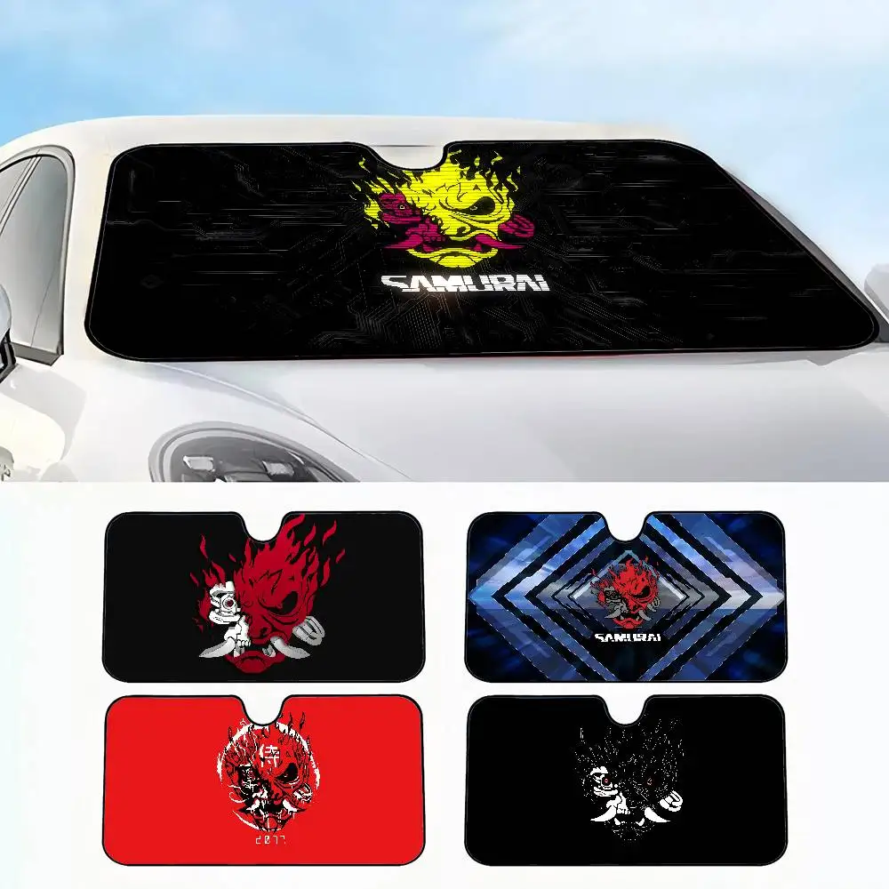 

Logo C-Cyberpunk S-Samurai Car Sunshade Shield Windshield Window Sun Blocker Cover Interior Protection Truck SUV Visor Universal