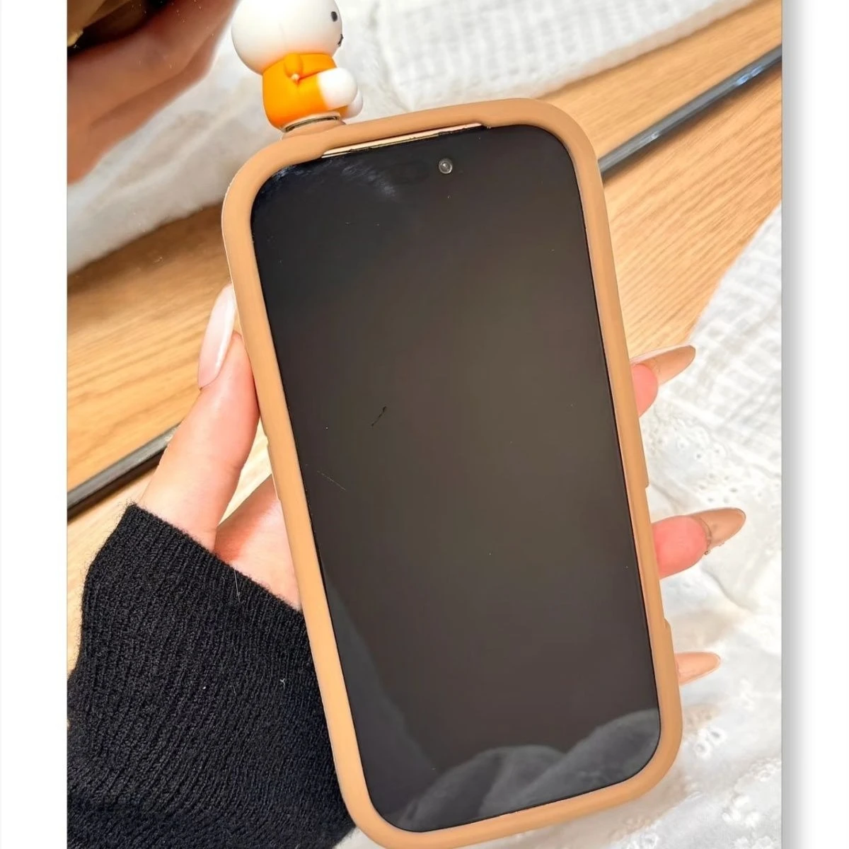 Kawaii Miffy 3D Brown Bracket Case for IPhone 17 Pro Max 16 15 14 13 14 Pro Soft Silicone Cover for Women Cartoon New Style