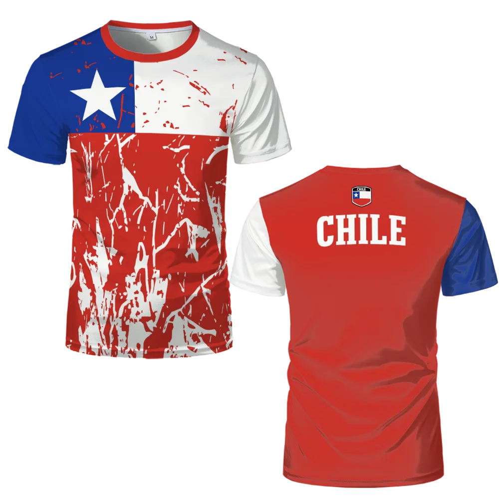 Chilean Flag Men 3D Printed T-shirt Chile Badge Summer Women Fashion T Shirt Casual Harajuku Round Neck Oversize Kids Tops Tees