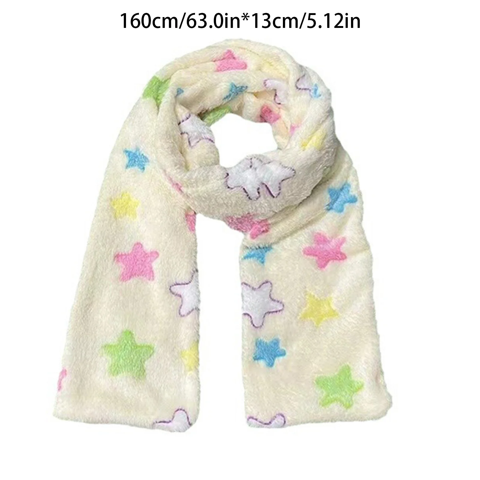 Stylish Furry Scarf for Outdoor Activities Winter Thick Wrap Warm Scarf Trendy Colorful Star Scarf Thickened Long Scarf