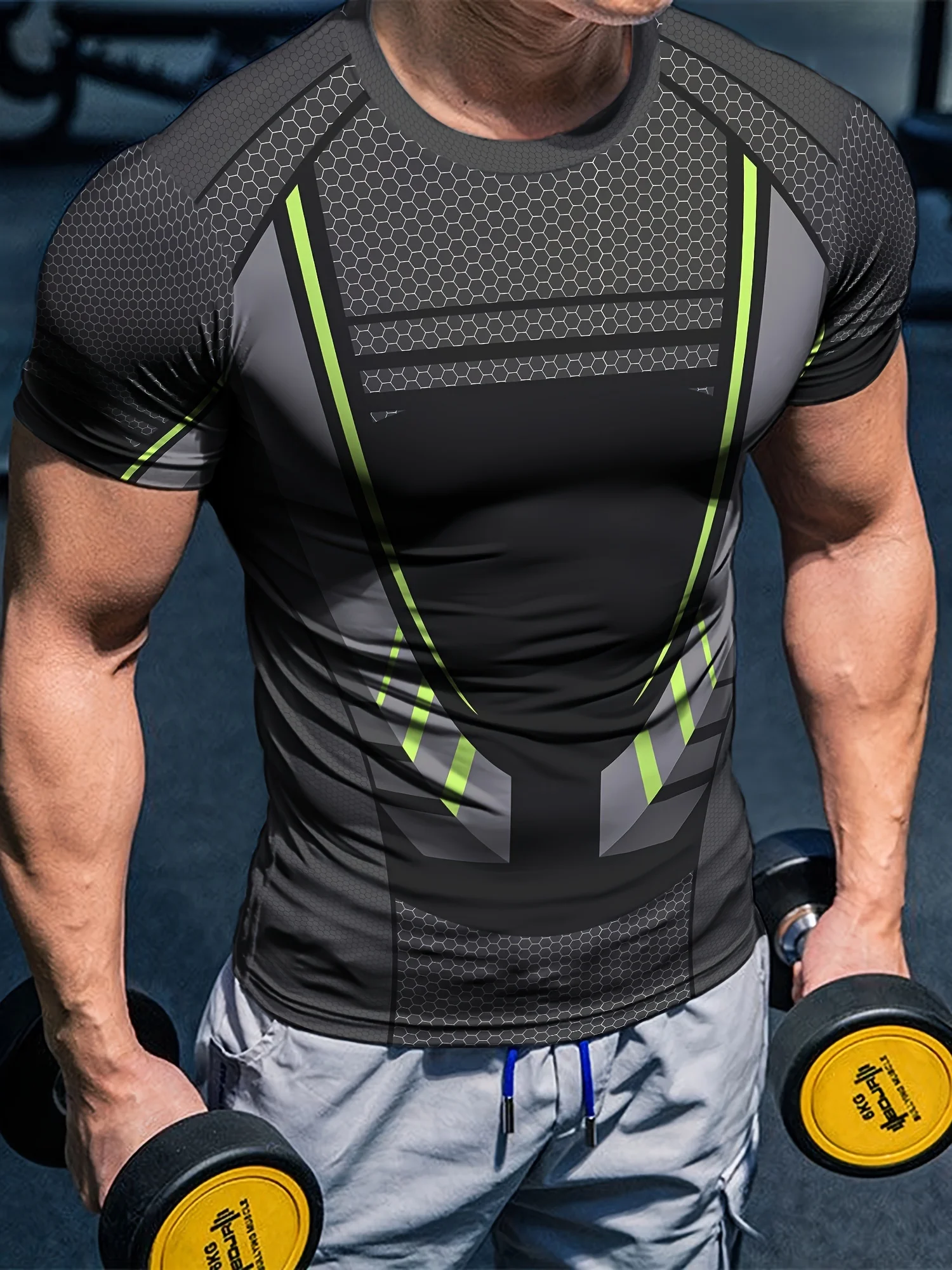 MensMuscle Training Gym T Shirt Muscle PattenS ports Jogging Short Sleeve Tees Quick Drying Running  Men Oversized Clothing Tops view 4