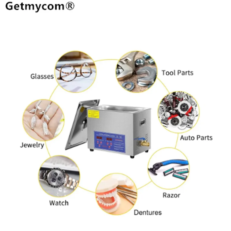 Ultrasonic Cleaner with Heater Ultrasound Cleaning Machine for Jewelry Glasses Lab Tools Metal Carburetor Auto Part Engine Part