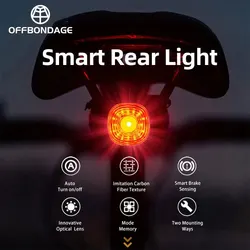 OFFBONDAGE Smart Bicycle Brake Light IPx6 Taillight Type-C Bike Tail Rear Light Auto Stop LED Riding Warning Cycling Light