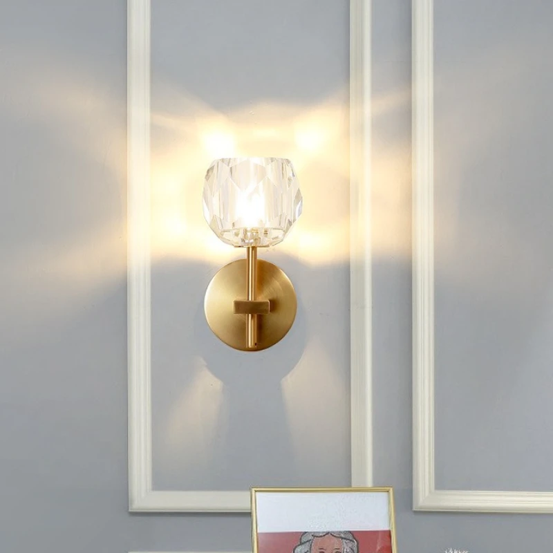 

Nordic Luxury Crystal Wall Lamp Bedroom Bedside Background Light Modern Decoration Corridor Lighting Aisel Sconce Led Indoor