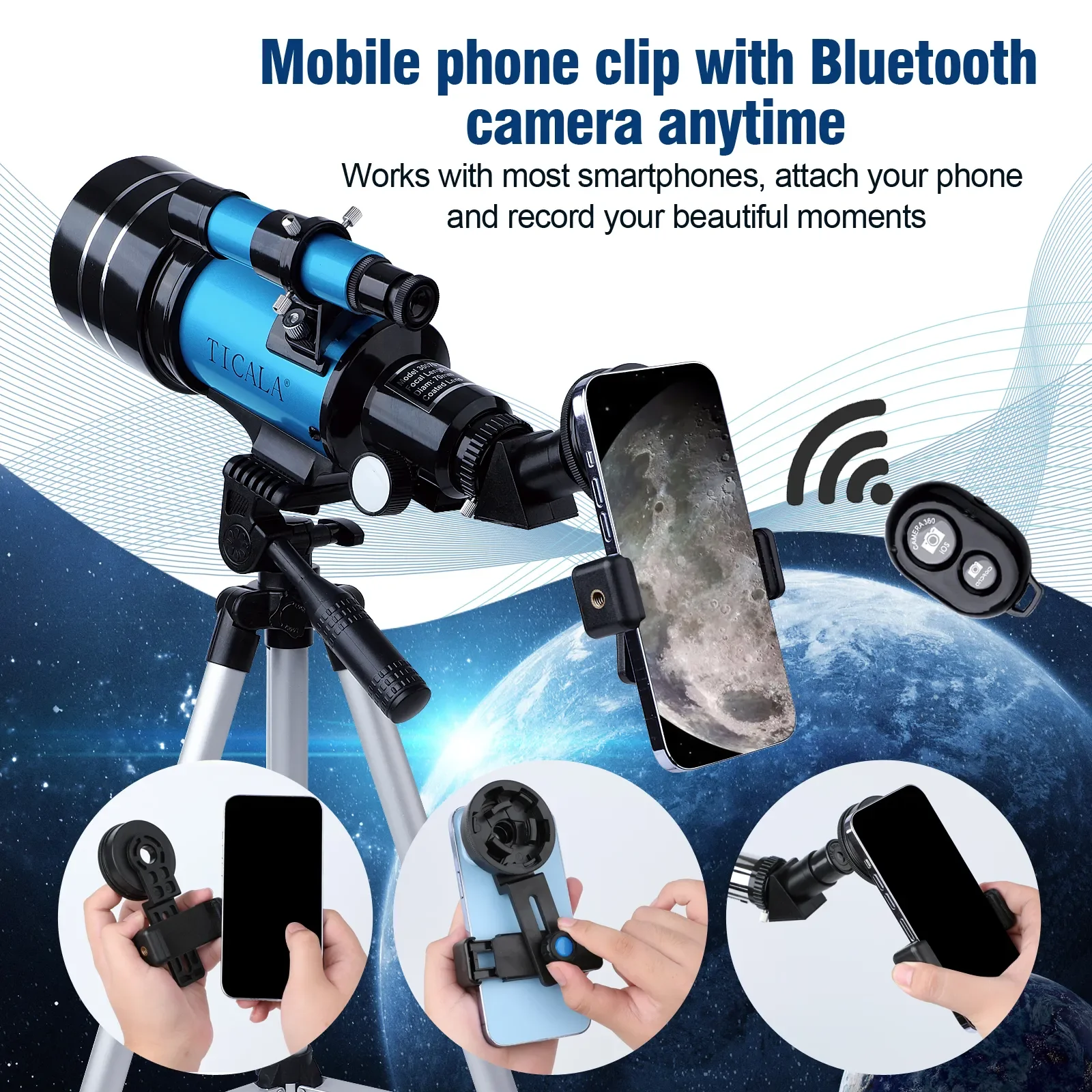 Professional Astronomical Telescope 150 Times Zoom HD High-Power Portable Tripod Night Vision Deep Space Star View Moon Universe