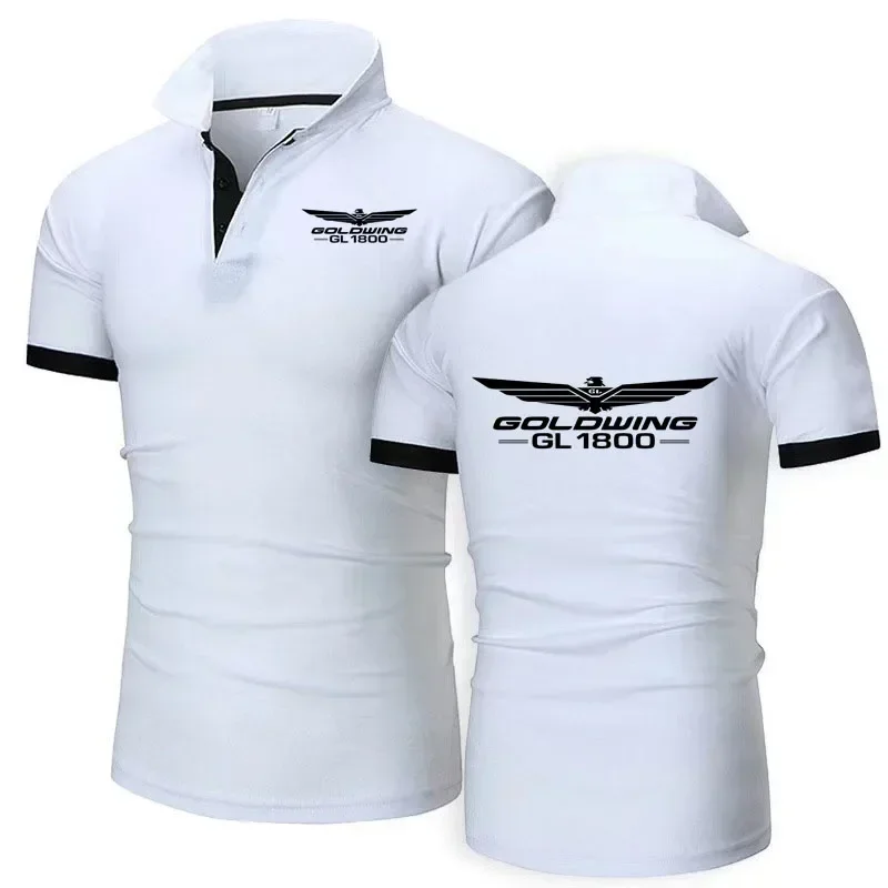 Harajuku matching color men's T-shirt 2024 cotton POLO shirt for men Golden Wing gl1800 Casual sports short sleeve shirt