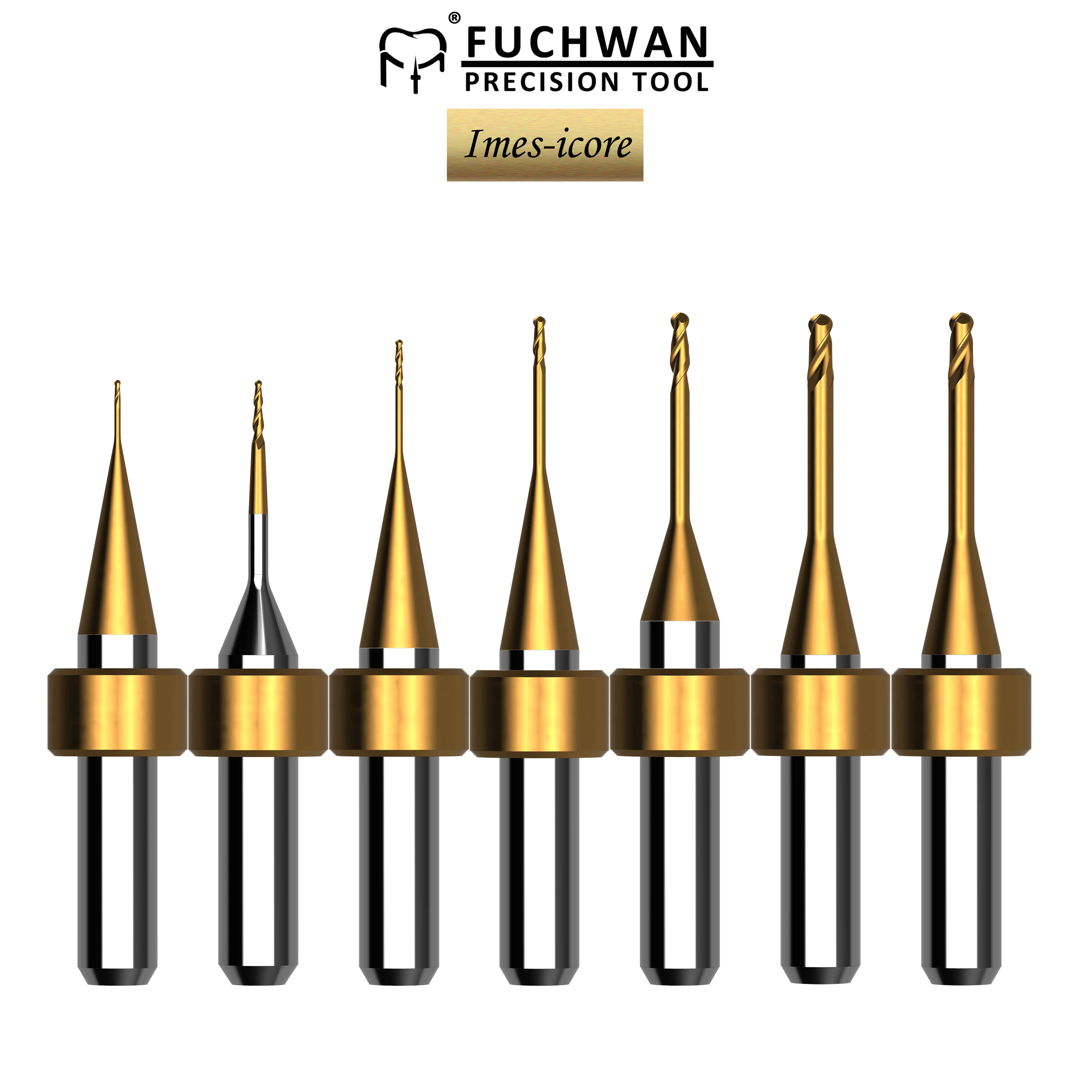 Fuchwan Dental Titanium Cocr Ball Nose End Mills  CAD CAM  Milling Cutters Radius End Mill Fit for Imes-Icore