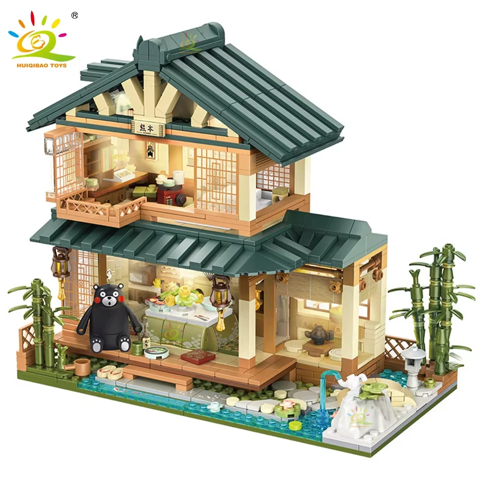 1099 pezzi set di blocchi di costruzione fai da te giapponese Street View Bear House modello di camera Tatami architettura mattoni giocattolo per bambini