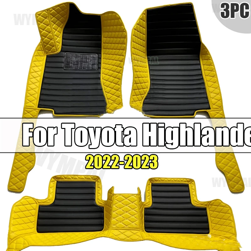 Car Floor Mats For Toyota Highlander (Hybrid/Petrol)7 Seats 2022 2023 Auto Foot Pads Auto Carpet Cover Interior Accessories