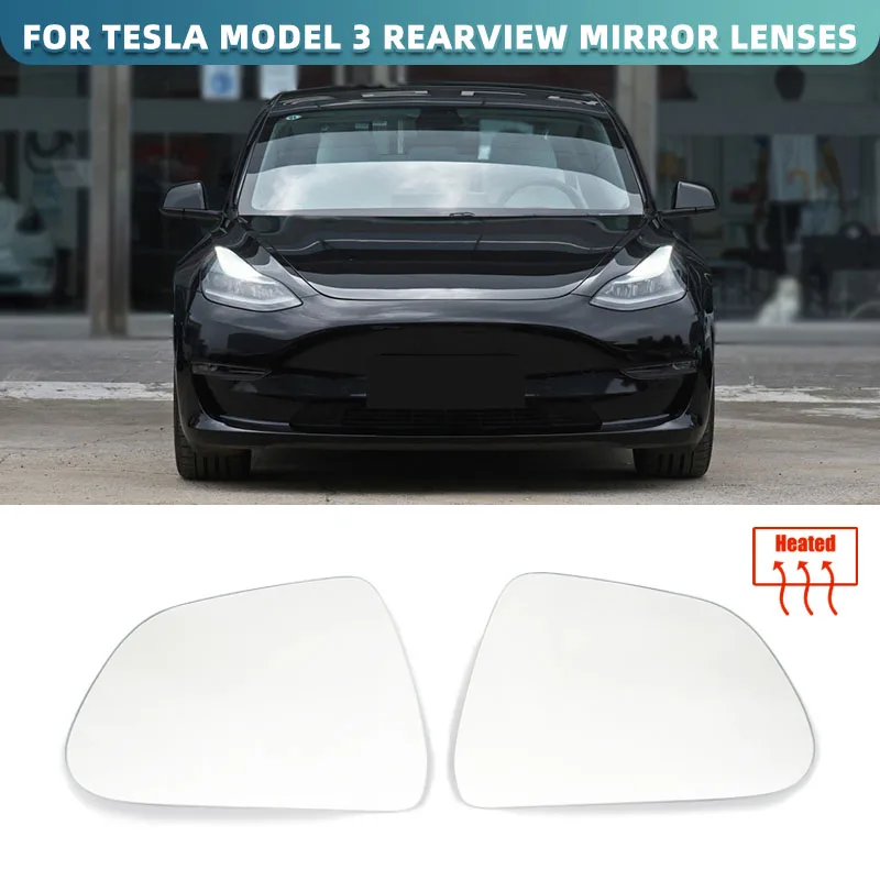 For Tesla Model 3 2018 2019 2020 2021 1 Pair Side Rearview Mirror Glass Lens Wide Angle View Anti Glare 