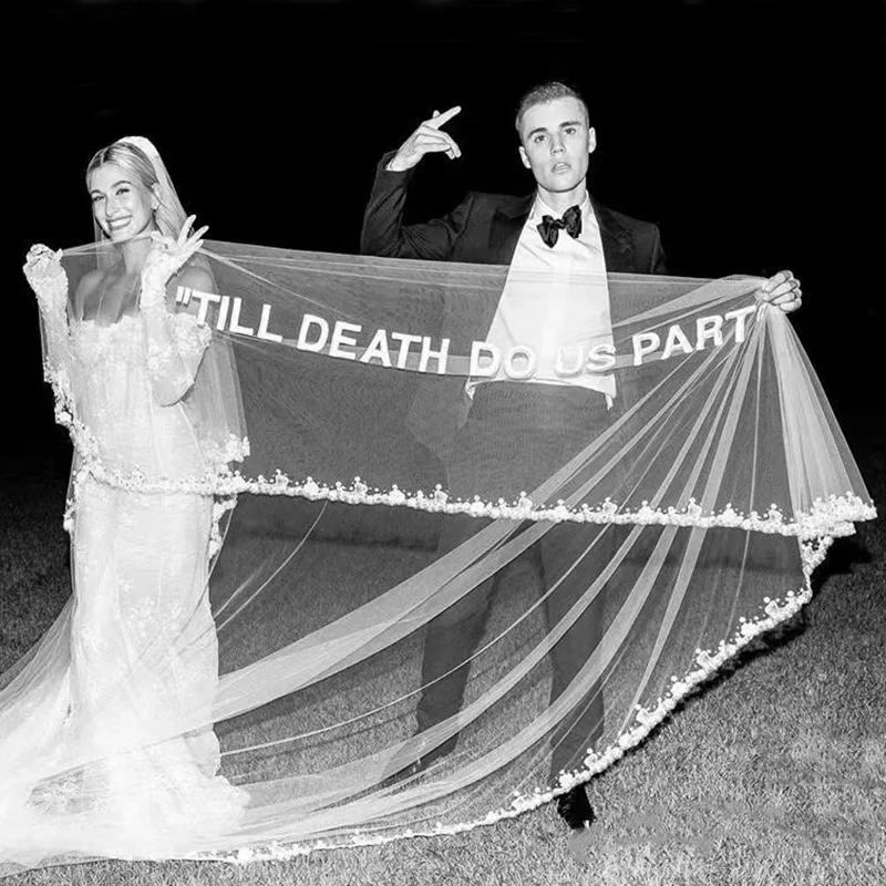 

MMQ DZ Wedding Party Embroidery Custom Word Anniversary Important Event Bridal Veil