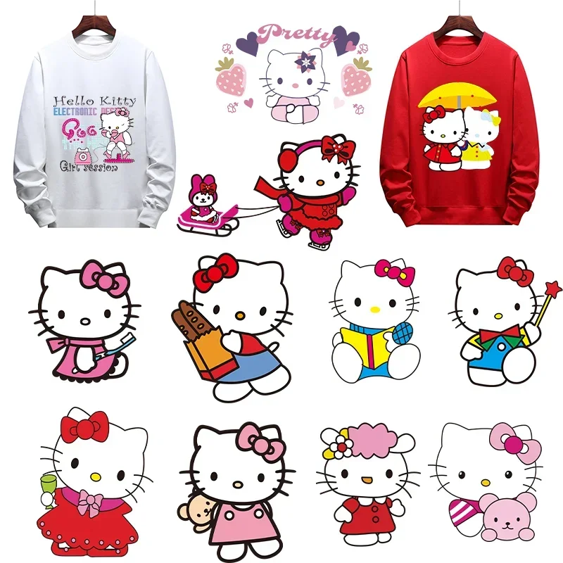 Lovely Children's Cute Cartoon Hello Kitty Image Hot Stamping Sticker Youth DIY Clothing Creative Sticker Role-playing Sticker