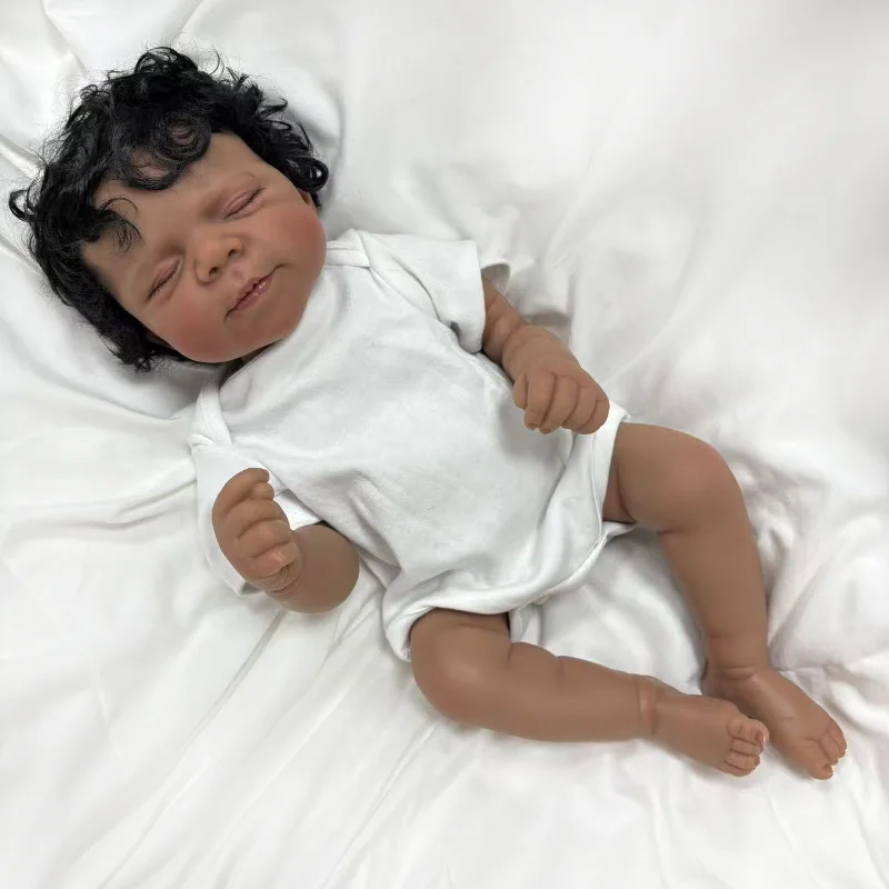 48cm Dark Skin Full Vinyl Body Reborn Doll Pascale 3D Skin Painted Visible Veins