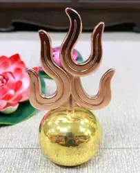 3.3-23cm height alloy fireball color gold ground Tibetan king torch pearl magic Dizang King Ksitigarbha accessory ornament