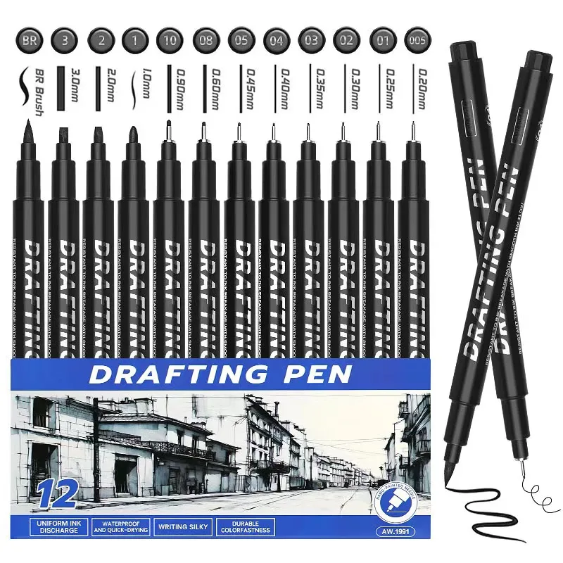 

Pigment Liner Micron Pen set Manga markers Needle Pen Art Brush Hand-painted Hook Line Pens Sketch Fineliner Drawing Stationery