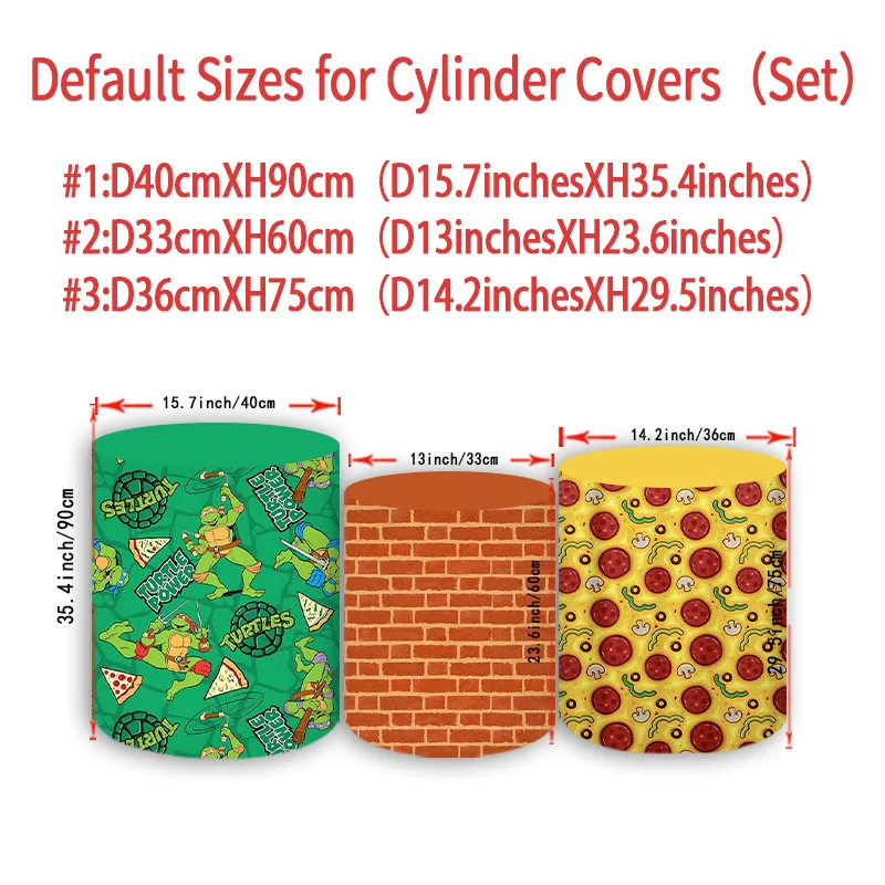 Round Backdrop Covers Ninja Turtles Kids Baby Shower Cylinder Cover Birthday Party Vinyl Polyester Background