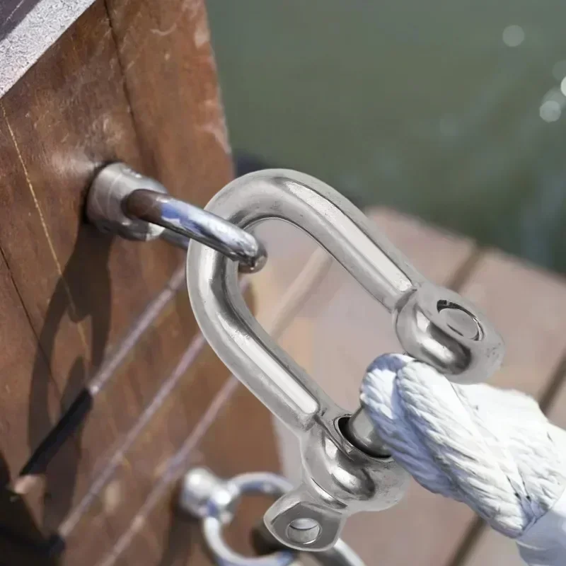 Shape Shackle Stainless Steel Screw Pin for Chain Wire Rope Lifting Outdoor Camping Heavy Duty