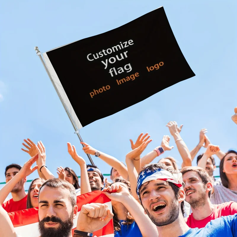 علم مخصص من جانب واحد، علم متين مع حلقتين على غطاء العمود، للاستخدام الخارجي، تصميم مخصص - قابل للتخصيص للهدايا