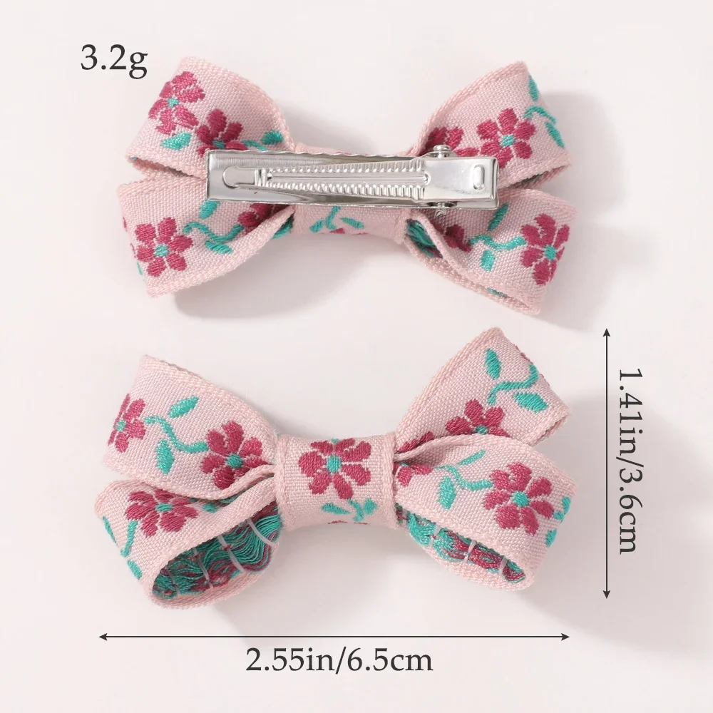 2pcs/set Pastel Pink Lace Bowknot Striped Plaid Hair Clips for Women Girl Sweet Flower Half Clip Side Hairpin Heart School Style
