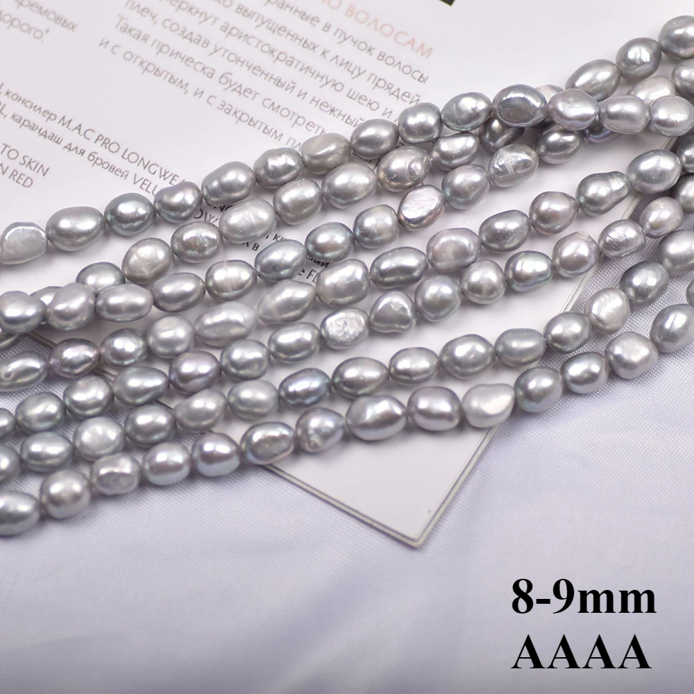 

8-9mm 4A Natural Freshwater Gray Irregular Bead Pearl Premium Quality Jewelry Make DIY Necklace Bracelet Accessories Wholesale