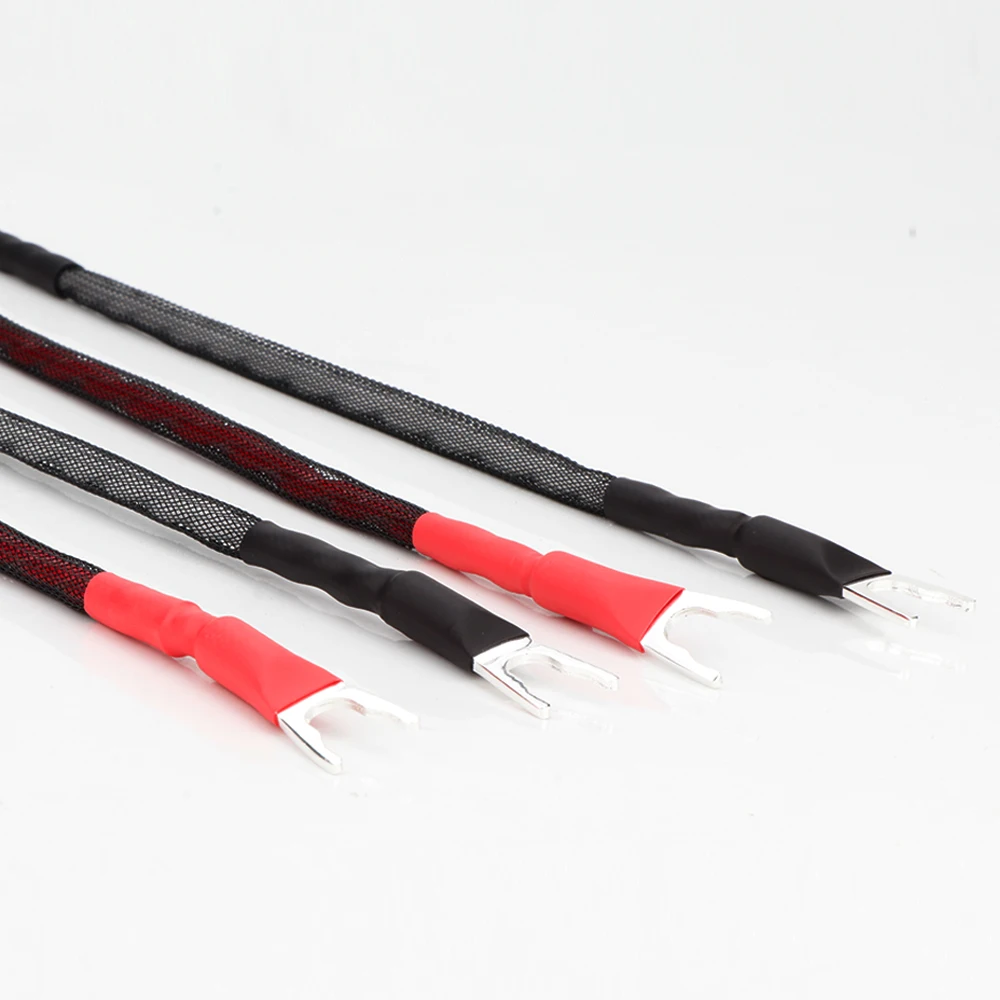 4szt 6AG Audio Jumper Wire 7N OFC copper Banana to Spade Plug Jumper Cable Bridge wire Hifi audio jumper link 15cm 20cm