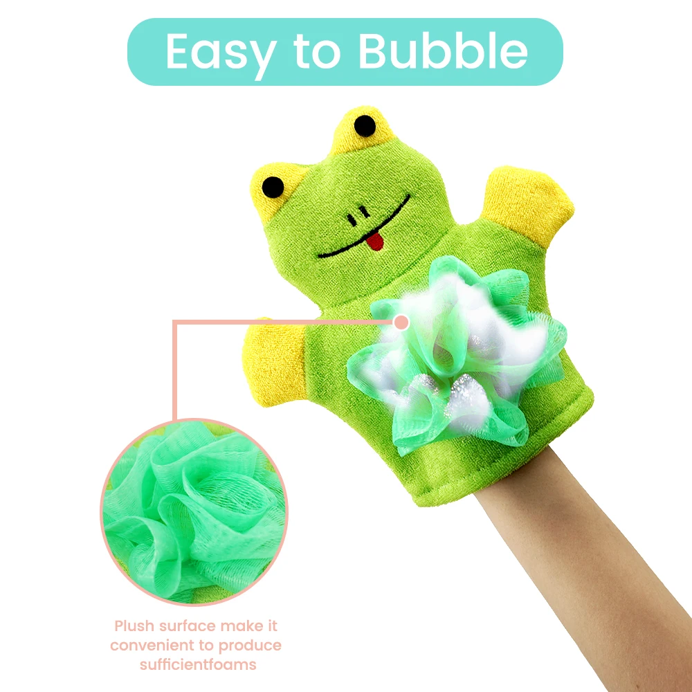 1PC Cartoon Kids Bath Gloves Exfoliating Double Sided Scrubber For Dead Skin Removal Cartoon Washing