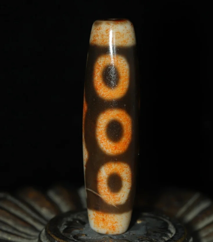 קסם טיבטי ישן אגט דרקון עור 5 עין טוטם dZi חרוז 47/12 מ