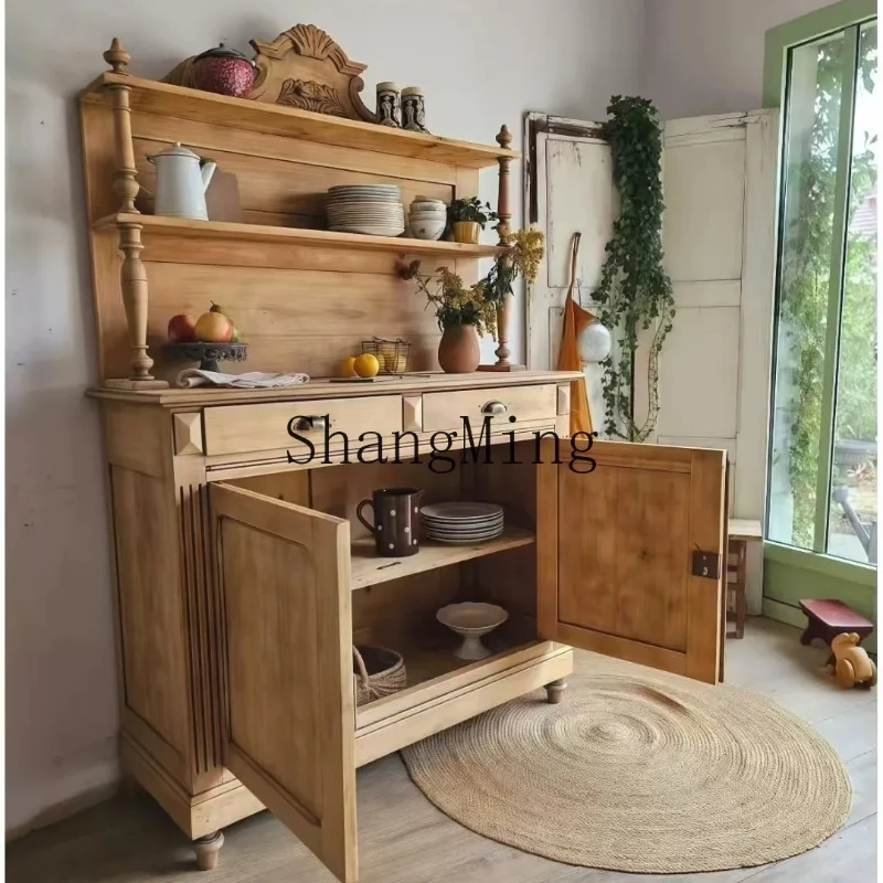 

SM vintage solid wood dining side dish cabinet living room display storage coffee pantry cabinet shooting decoration