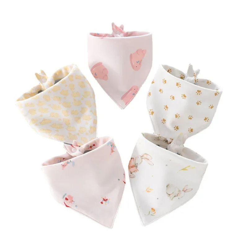 5PCS/LOT Baby Bibs Triangle Cotton Bibs Cartoon Print Saliva Towel Baby Boys Girls Feeding Apron Cotton Bandana Bibs Baby Stuff