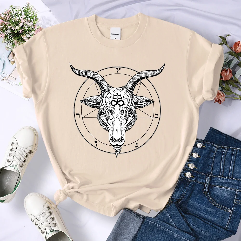 Short Sleeve Print Clothing Women's T-Shirt Streetwear Gothic Occult Satan Tops Women Breathable Cool Street Casual Sport Tshirt