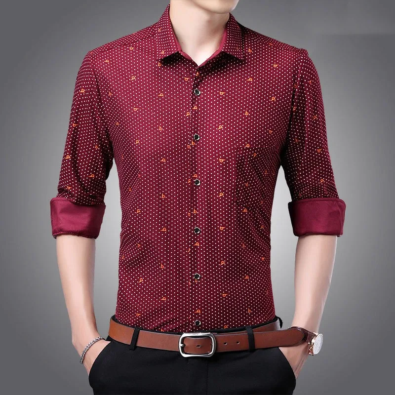 Chemise cardigan à manches longues pour hommes, col rabattu, rayé à carreaux, poche imprimée, boutonné, mode décontractée, formel, printemps, automne