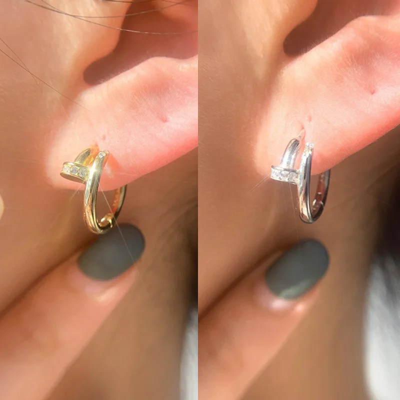 

Women's Simple Gold Plated Copper Hoop Earrings, Fashion Ear Buckle Gift