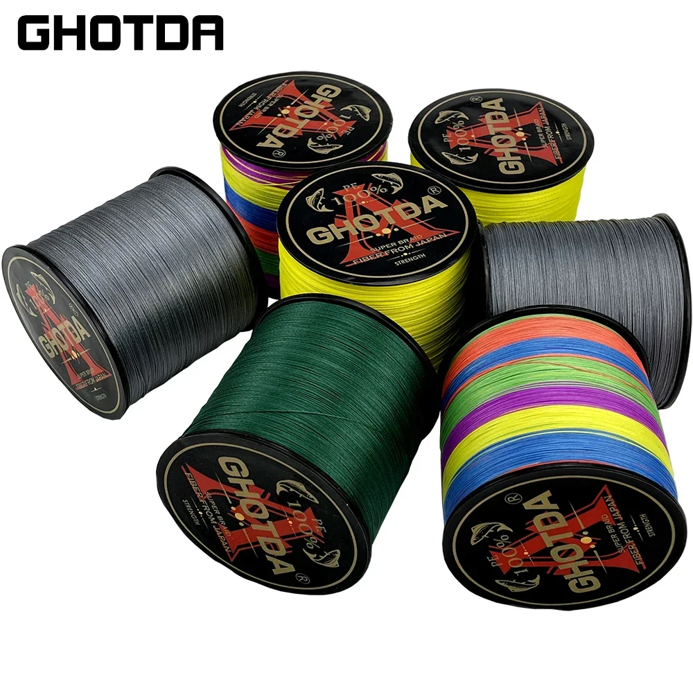 Ghotda 9 Strands 300M/500M Braided Fishing Lines Multifilament PE Saltwater Fishing Line 20lb-100lb Diameter 0.14-0.55mm