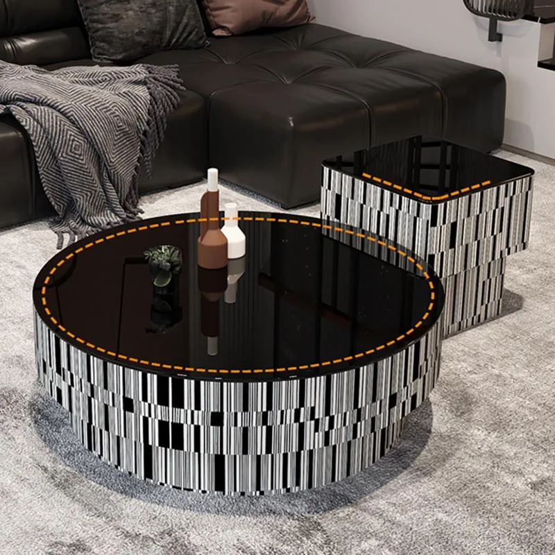 Clear Black Coffee Tables Luxury Round Unique Design Modern Coffee Tables Living Room Hotel Tavolino Da Salotto Home Furniture