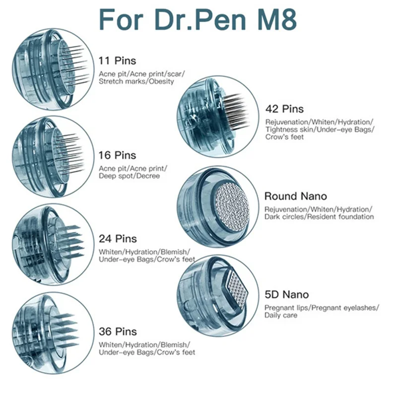 Dr Pen M8 Needle Cartridge 10/20/30pcs Derma Pen 11/16/24/36/42/Nano Microneedling Pen Tattoos Needles Replacement Skin Needling
