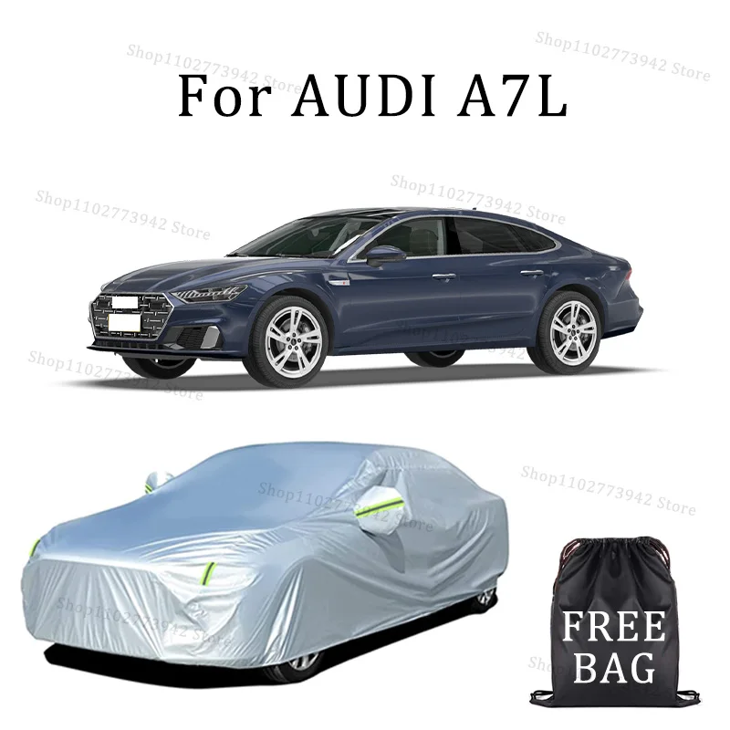

Car Cover For AUDI A7L Full Exterior Black Silvery-Auto Cover Sunshade Dustproof Waterproof Reflective strips cars accessories