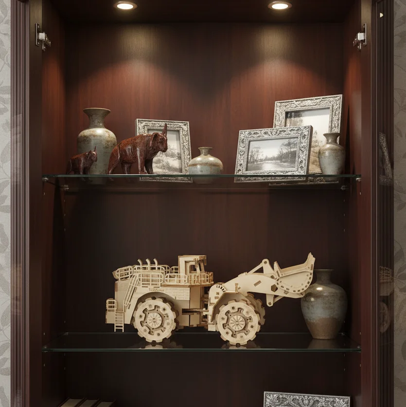 OUZEY 3D Wooden Bulldozer Puzzle, DIY Construction Vehicle Model Kit, Educational Assembly Toy Gift for Kids & Adults