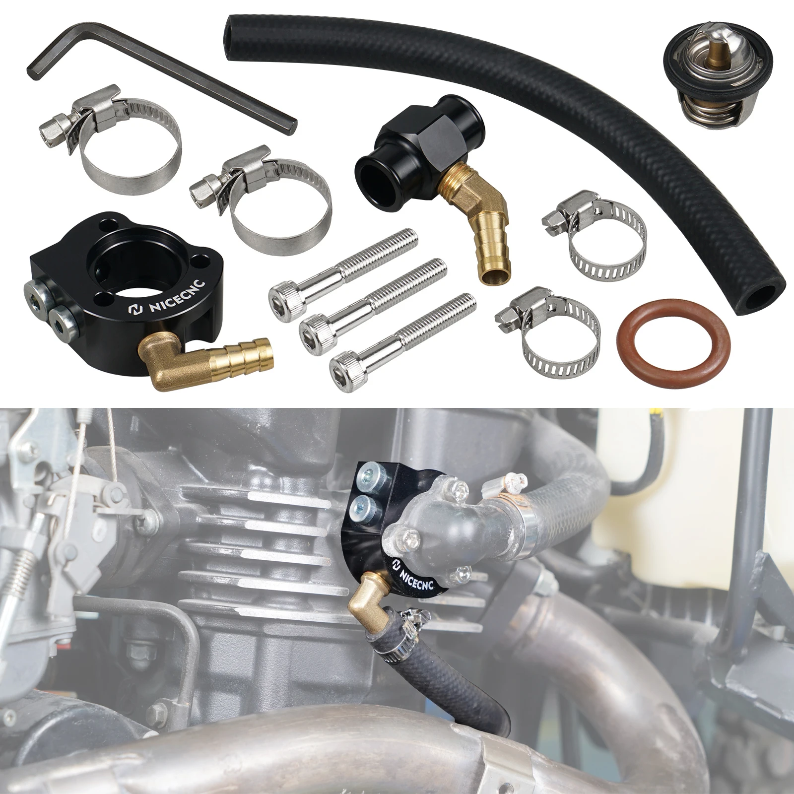 

Для Kawasaki KLR 650 KLR650 1987-2024 года, комплект термостата, комплект модификации системы охлаждения, обходной термостат, уплотнительное кольцо для шланга, зажимы, болты