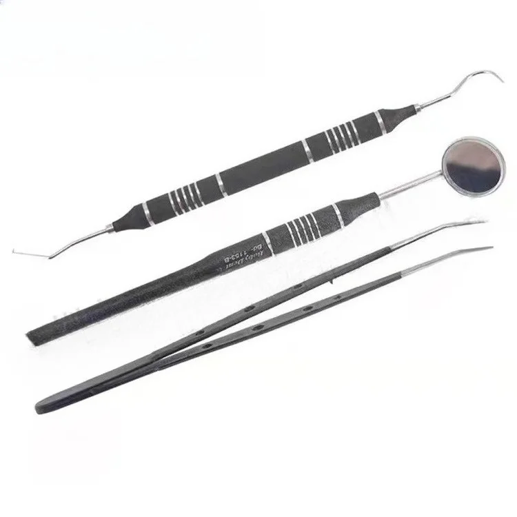 

1 комплект, стоматологические инструменты для полости рта, пинцет, зеркальный зонд, набор из трех предметов, полая ручка, удобная ручка с матовой текстурой, стоматолог