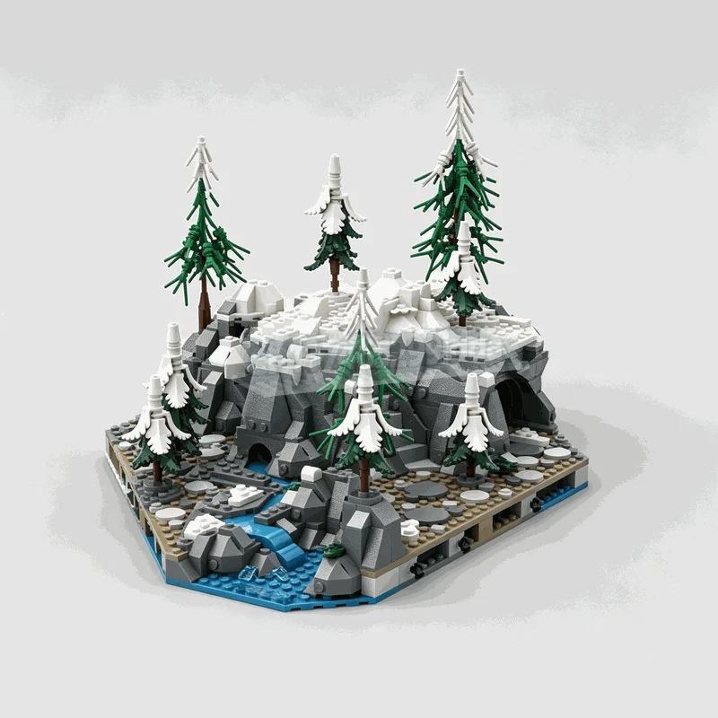 1519PCS Viking Mountain MOC Landscape Terrain Building Blocks Custom Puzzle DIY Creative Assembly Educational Toy Popular Gift