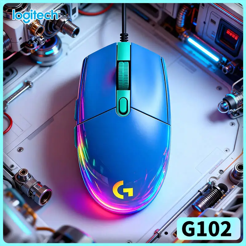 Ratón Óptico con Cable Logitech G102, Iluminación RGB Dinámica, Alta Precisión, Perfecto para Juegos de FPS y RPG G402/G203/M100R